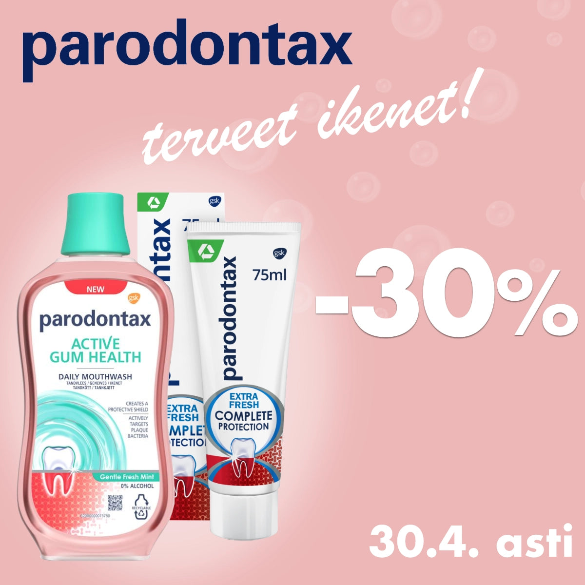 Parodontax -30% huhtikuun ajan
