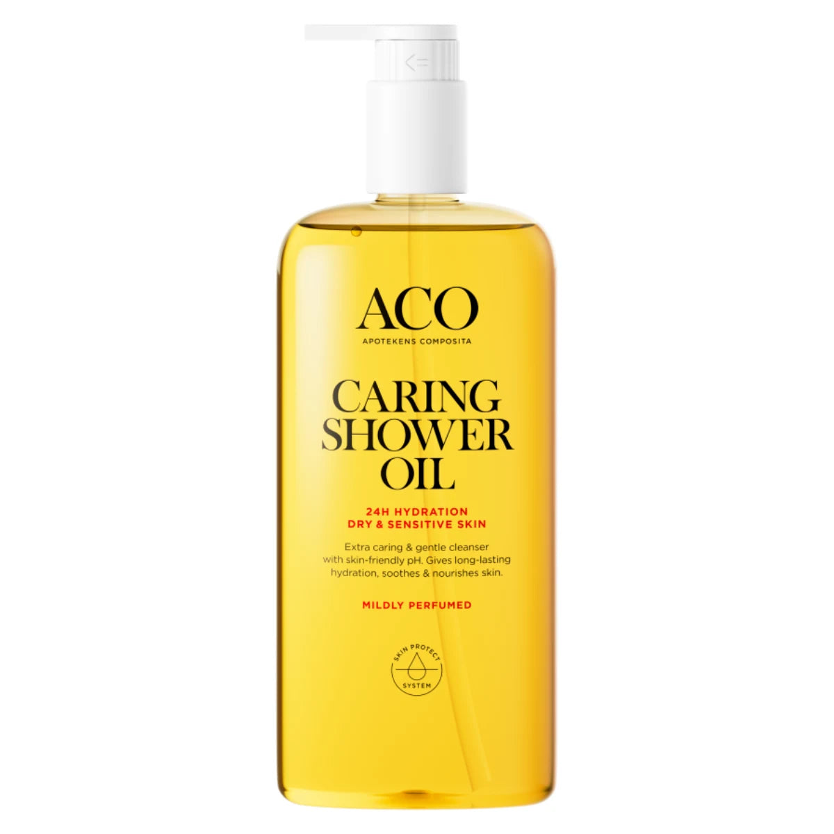 ACO Body Caring Shower Oil hajustettu 400 ml – hoitava suihkuöljy kuivalle iholle