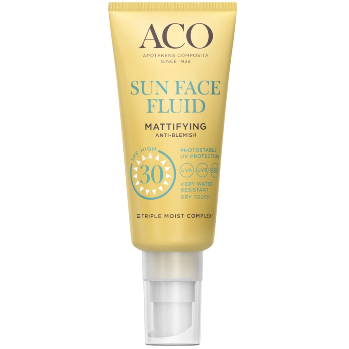 ACO Sun Face Fluid Mattifying SPF30 aurinkovoide kasvoille 40 ml, hajusteeton