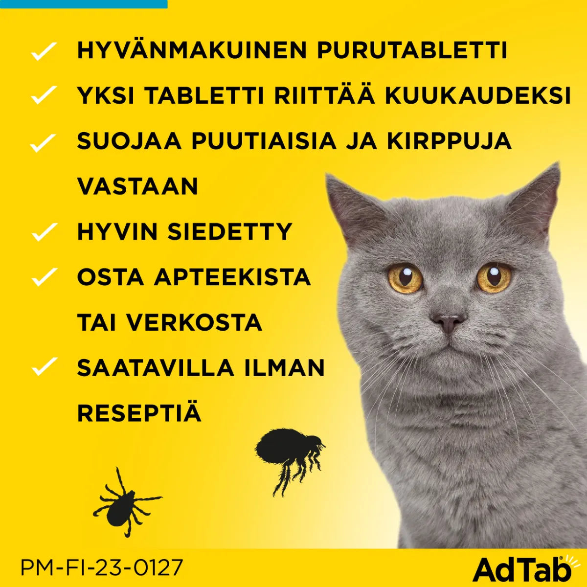 ADTAB 48 mg vet purutabletti kissoille yli 2-8 kg 3 kpl ilman reseptiä