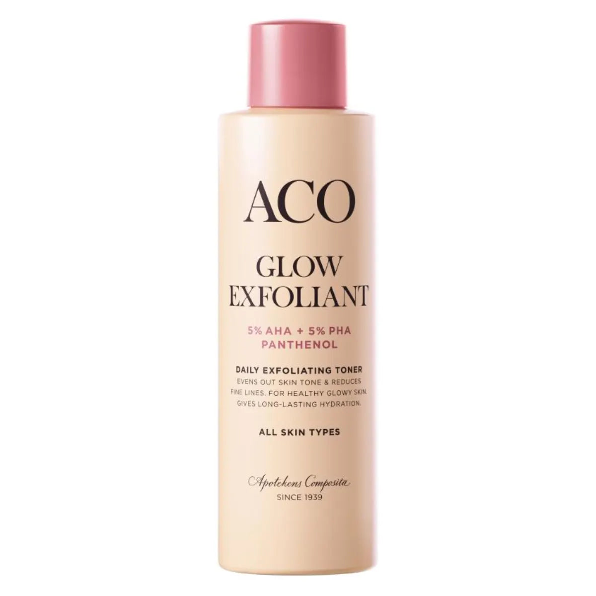 ACO Face Glow Exfoliant Toner 150 ml – hellävaraisesti kuoriva, iho rauhoittava kasvovesi
