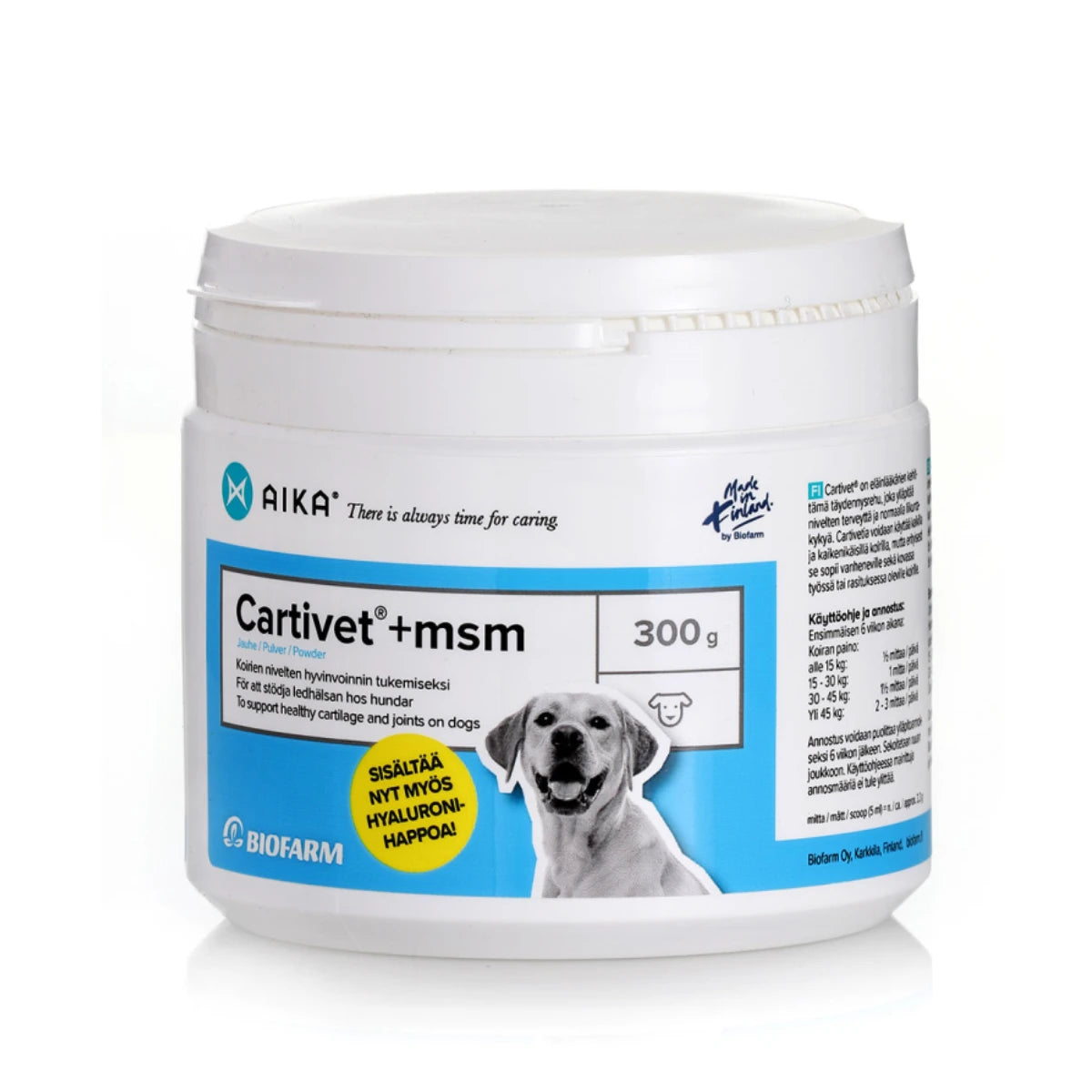 AIKA Cartivet + MSM jauhe 300 g ravintovalmiste koirille nivelten hyvinvoinnin tukemiseen