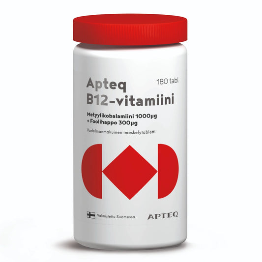 APTEQ B12-vitamiini vadelmanmakuinen imeskelytabletti 180 kpl