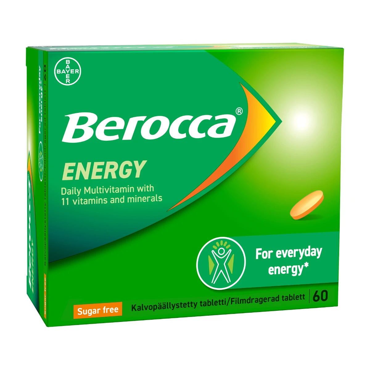 Berocca Energy 60 tablettia – helpoti nieltävä kalvopäällysteinen tabletti