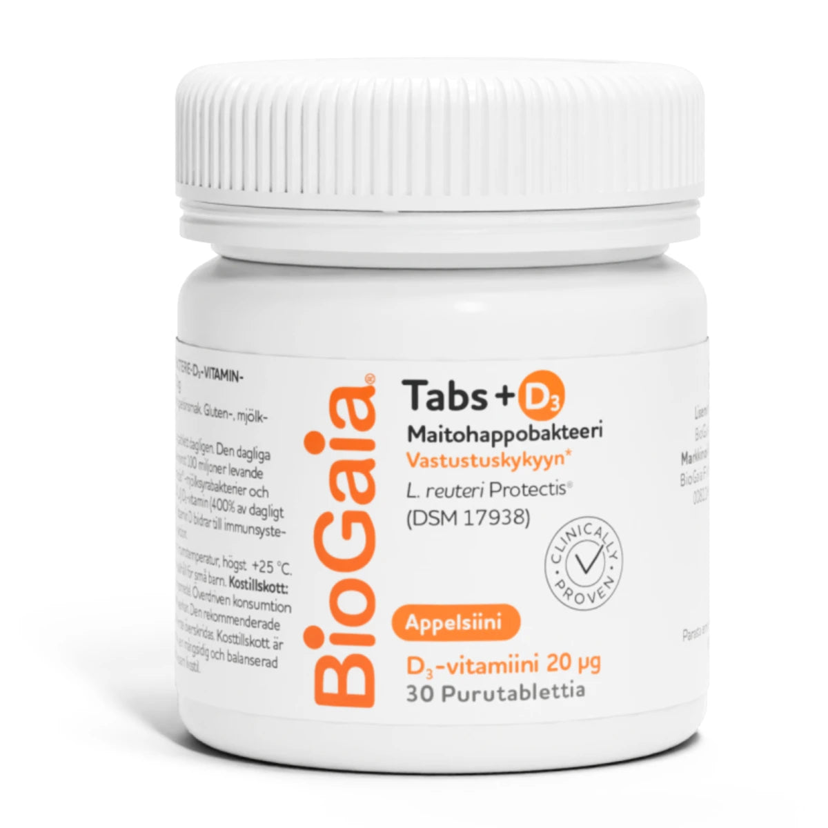 BIOGAIA Tabs + D3 appelsiini 30 kpl purutabletti