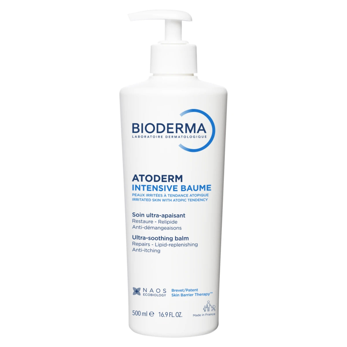 Bioderma Atoderm Intensive Baume pumppupullo 500 ml – Intensiivinen hoitobalsami erittäin kuivalle ja atooppiselle iholle