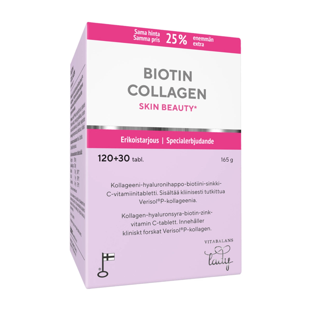 Biotin Collagen tabletti kampanjapakkaus 150 kpl kauneusravintolisä iholle