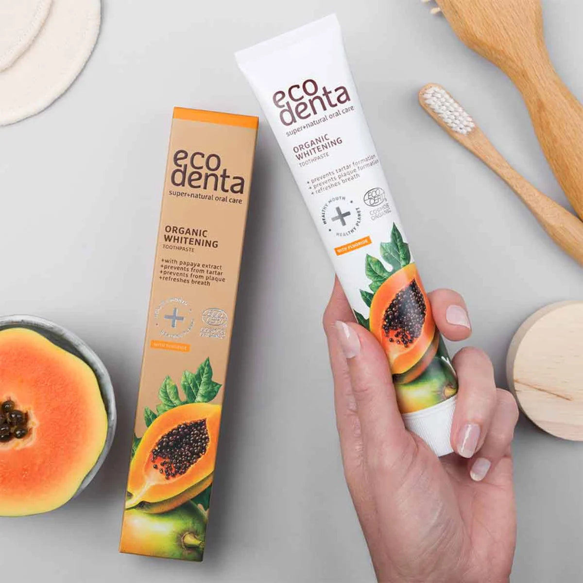Ecodenta Valkaiseva papaija luomu vegaaninen hammastahna
