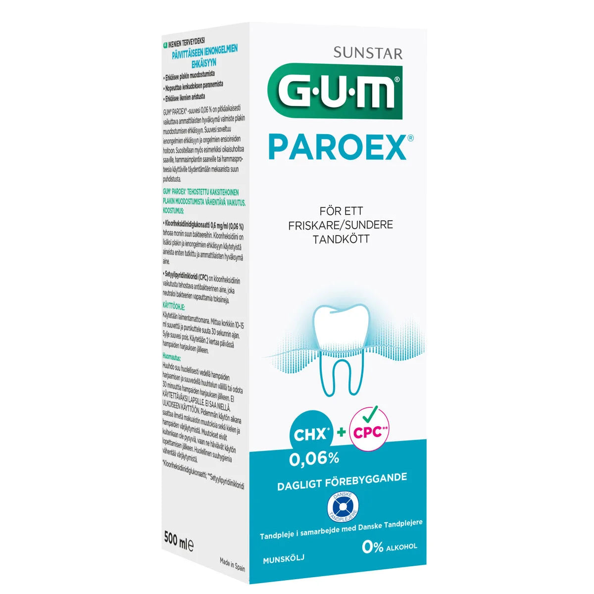 GUM Paroex 0,06% suuvesi 500 ml päivittäisiin käyttöön ienongelmissa