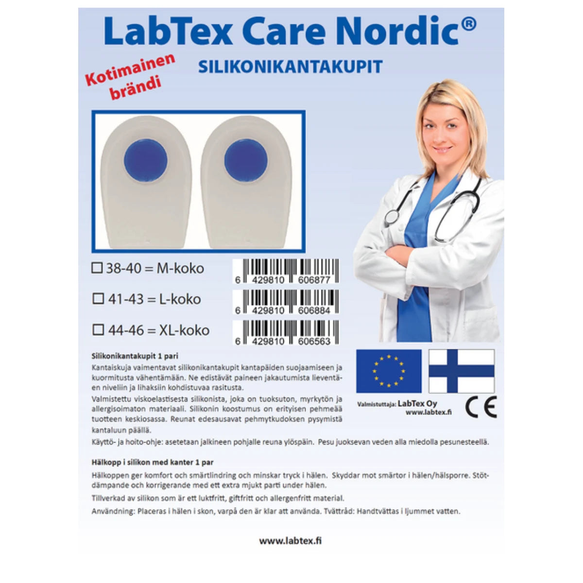 LABTEX Care Nordic Silikonikantakupit 2 kpl vaimentaa kantaiskua