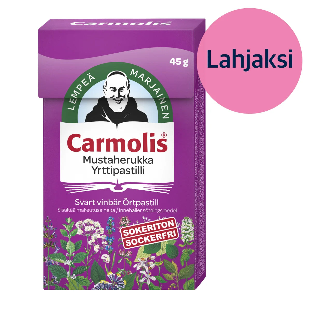 Lahjatuote Carmolis mustaherukka yrttipastilli