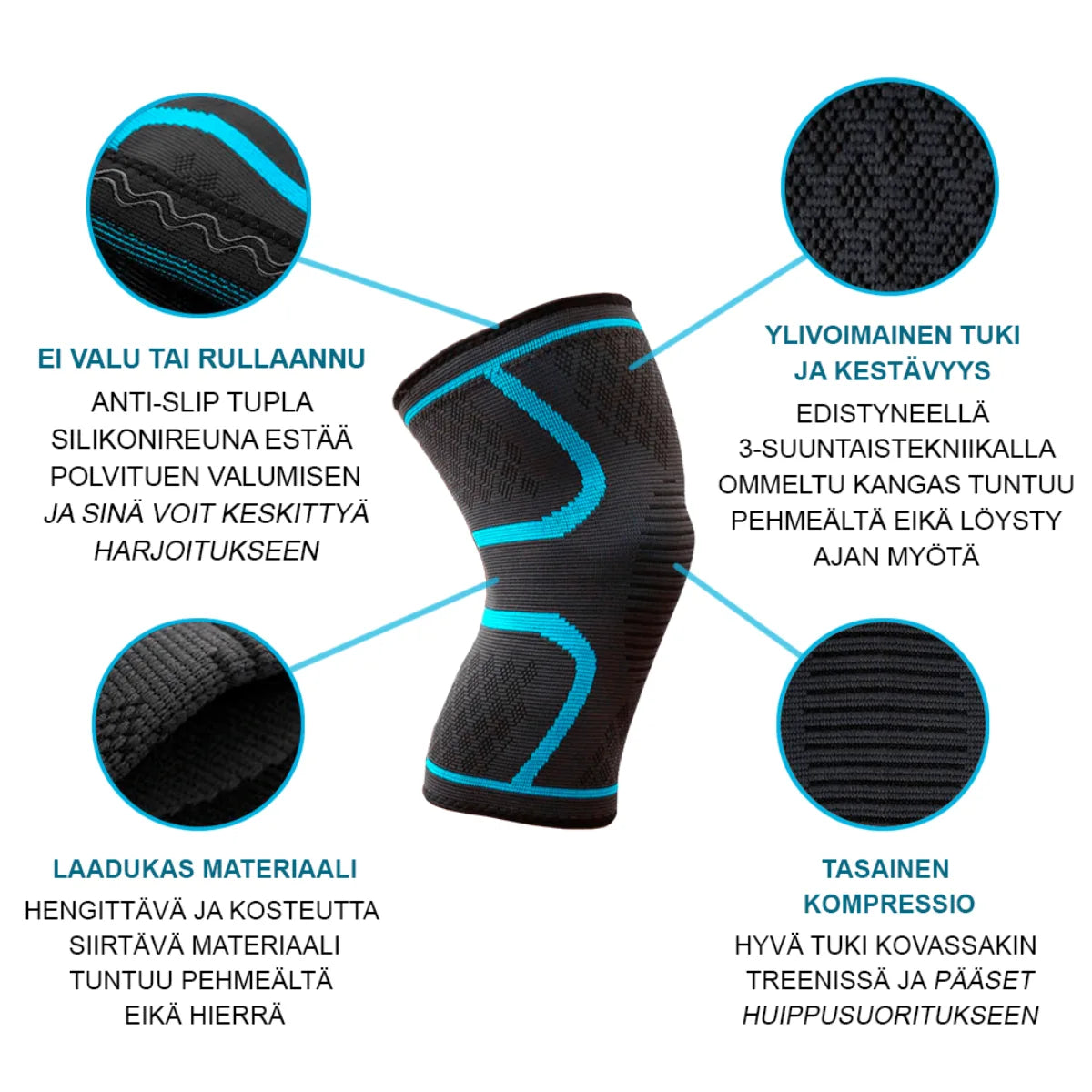 Lifeturn LTK10 polvituki laadukas materiaali ja tasainen kompressio