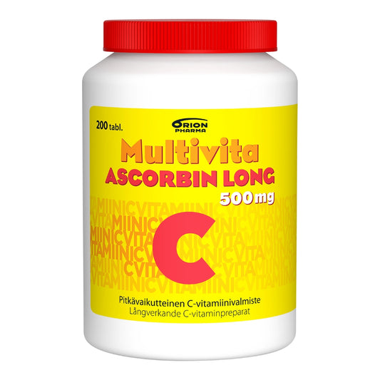 MULTIVITA Ascorbin Long 500 mg tabletti 200 kpl hitaasti C-vitamiinia vapauttava C-vitamiinivalmiste