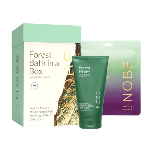 NOBE Forest Bath in a Box Set 2: Body Lotion 150 ml, Sheet Mask 23 g kahden tuotteen pakkaus ihon mikrobiomin tukemiseen
