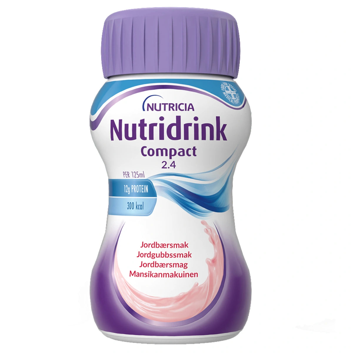 NUTRIDRINK Compact Mansikka 4x125 ml pirtelömäinen täydennysravintojuoma