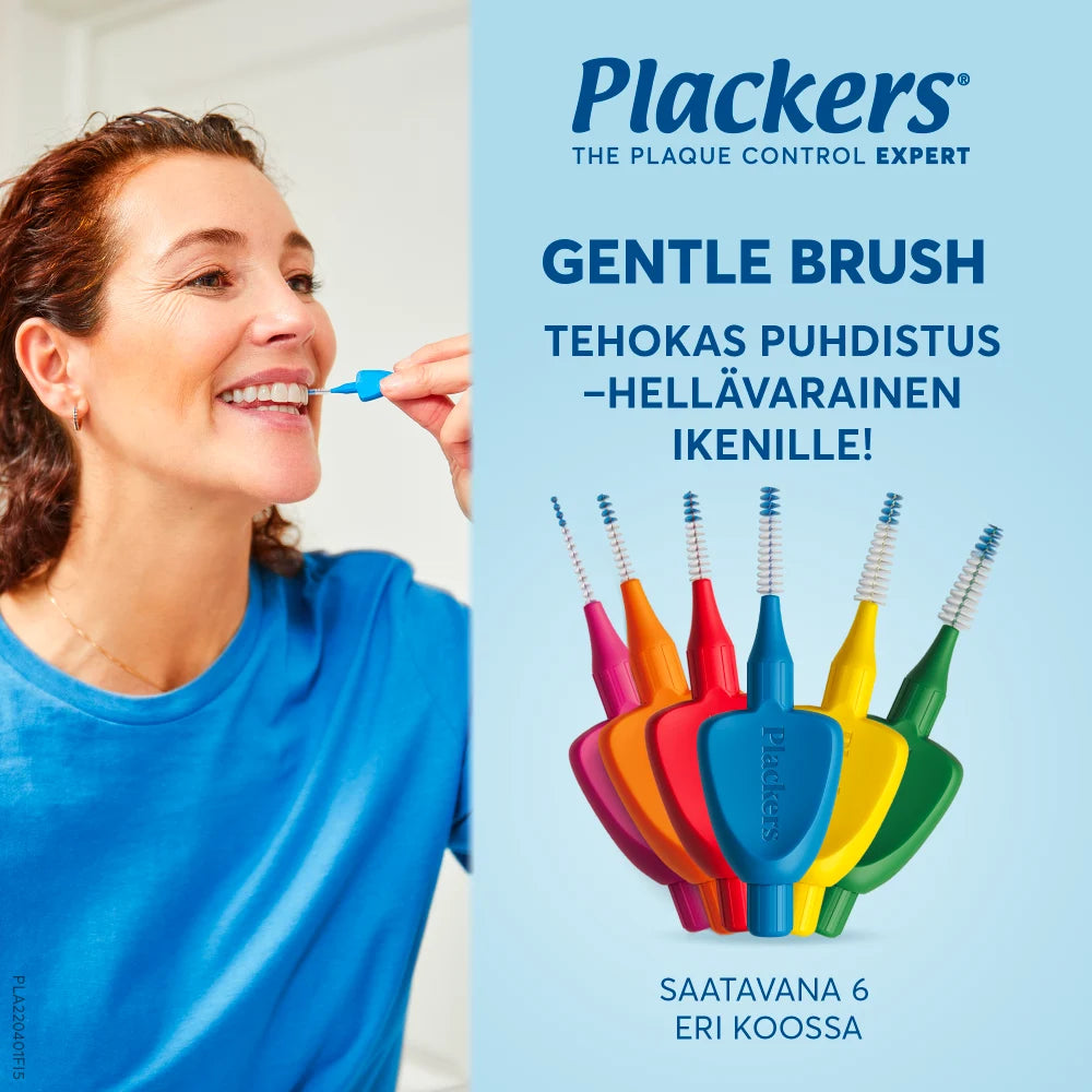PLACKERS Gentle Brush XXS 0.4 mm hammasväliharja tehokas ja hellävärinen kuudessa eri koossa