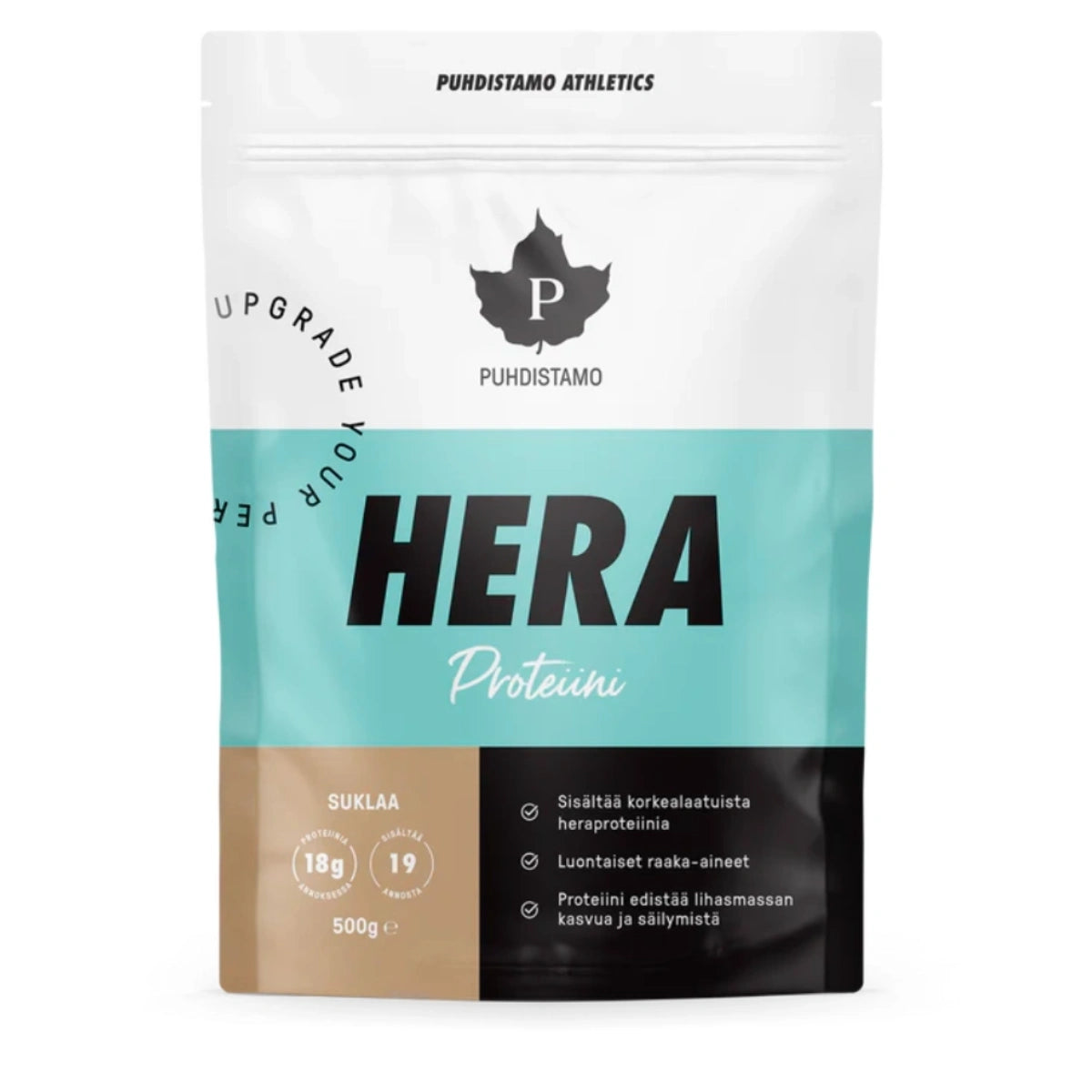 PUHDISTAMO Athletics Heraproteiini Suklaa 500 g herkullisen suklainen proteiinilisä