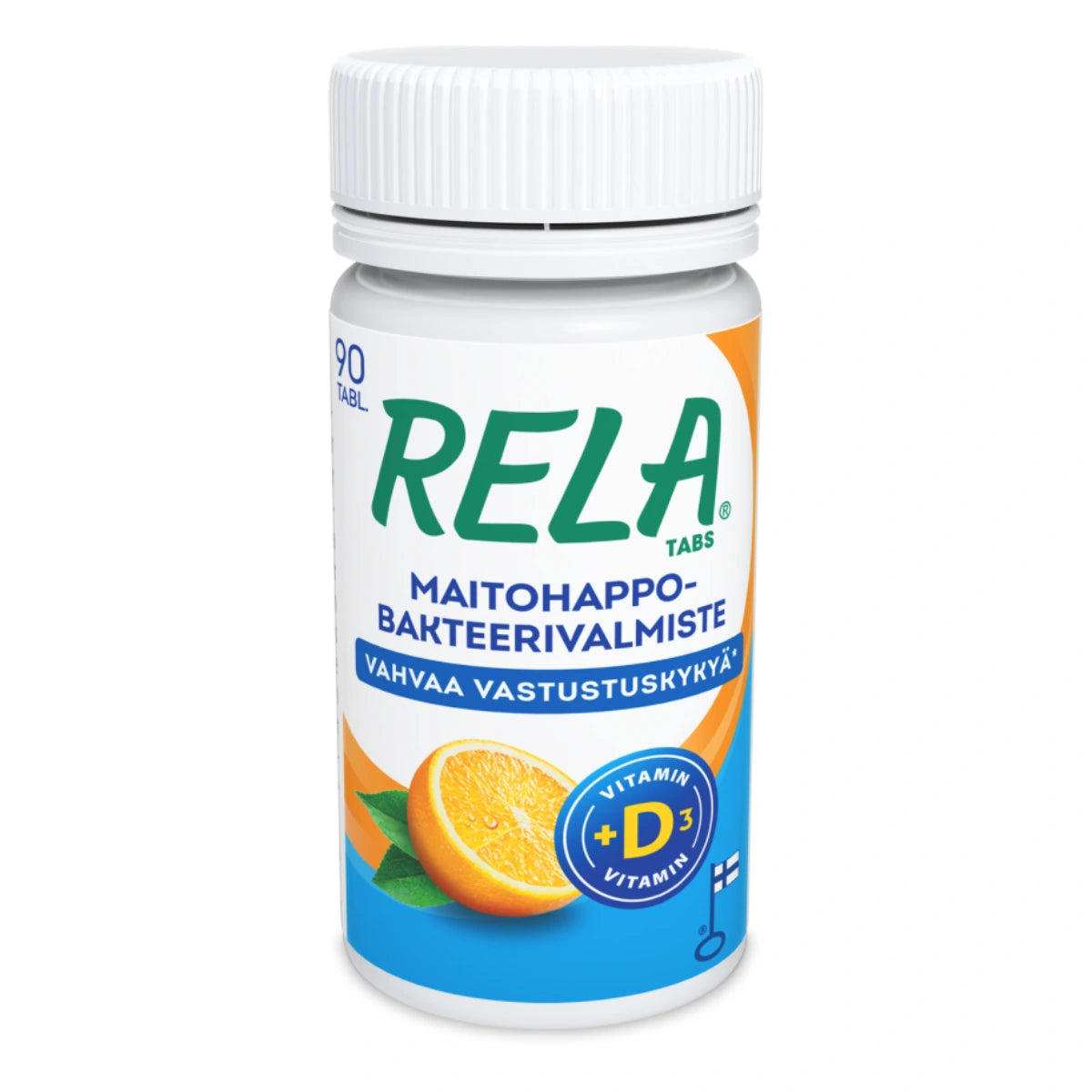 RELA Tabs Appelsiini + D3 tabletti 90 kpl maistuu pirskahtelevalle appelsiinille