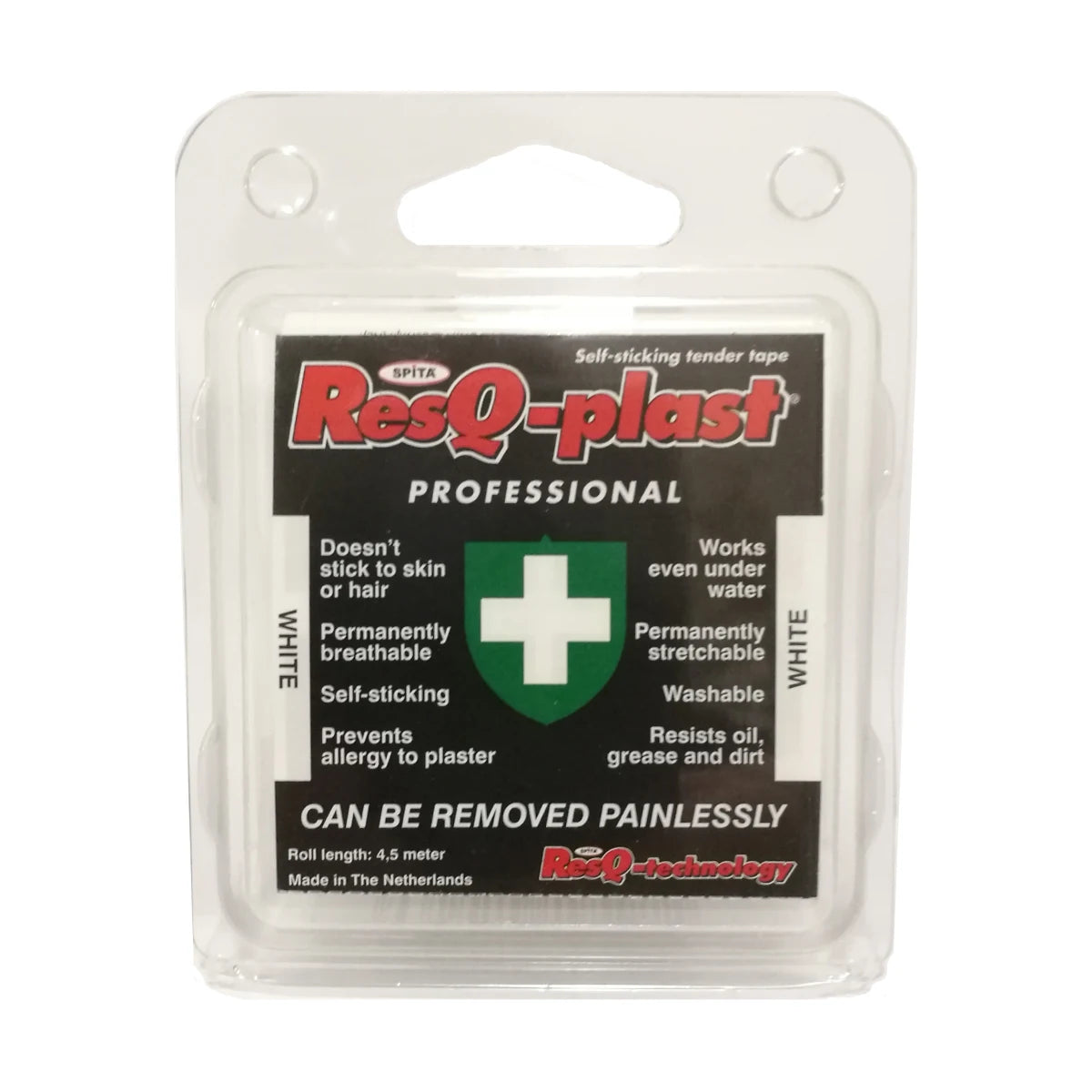 RESQ haava-/joustoside 50 mm x 4,5 m tarttuu itseensä, ei karvoihin tai ihoon.