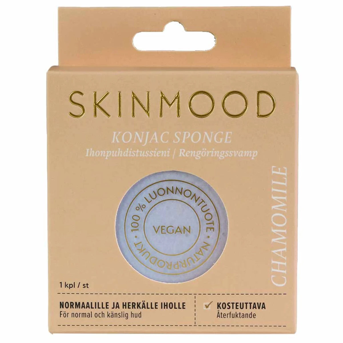 SkinMood Konjac Kamomilla kosteuttava kasvosieni normaalille ja herkälle iholle