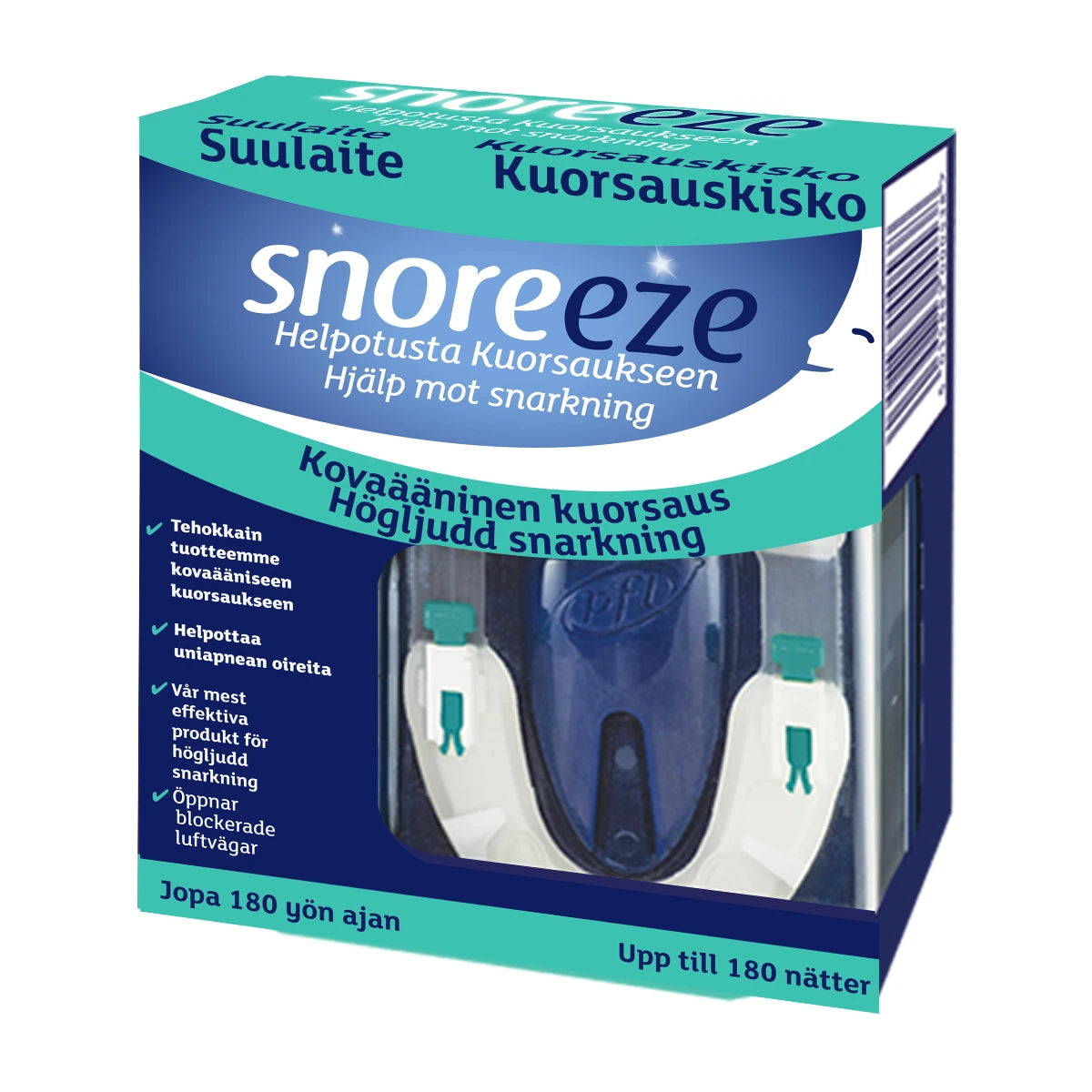 SNOREEZE Kuorsauskisko helpottaa kovaäänistä kuorsausta