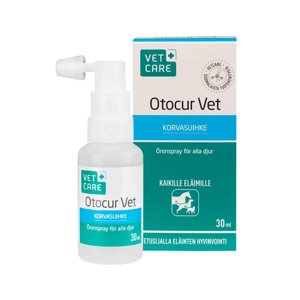 VETCARE Otocur Vet korvasuihke 30 ml kaikille eläimille korvavahan poistoon
