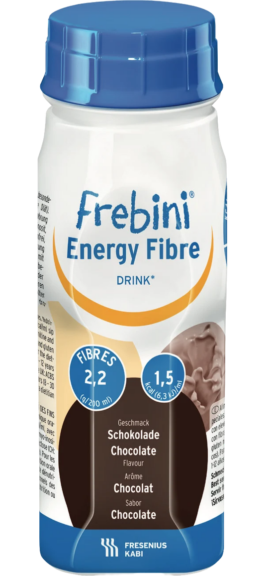 FREBINI Energy fibre drink suklaa kliininen ravintovalmiste lapsille 4x200 ml