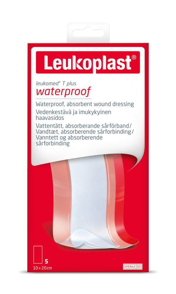 LEUKOPLAST LEUKOMED T PLUS 10X20CM OHUT VEDENPITÄVÄ KALVOSIDOS 5 KPL