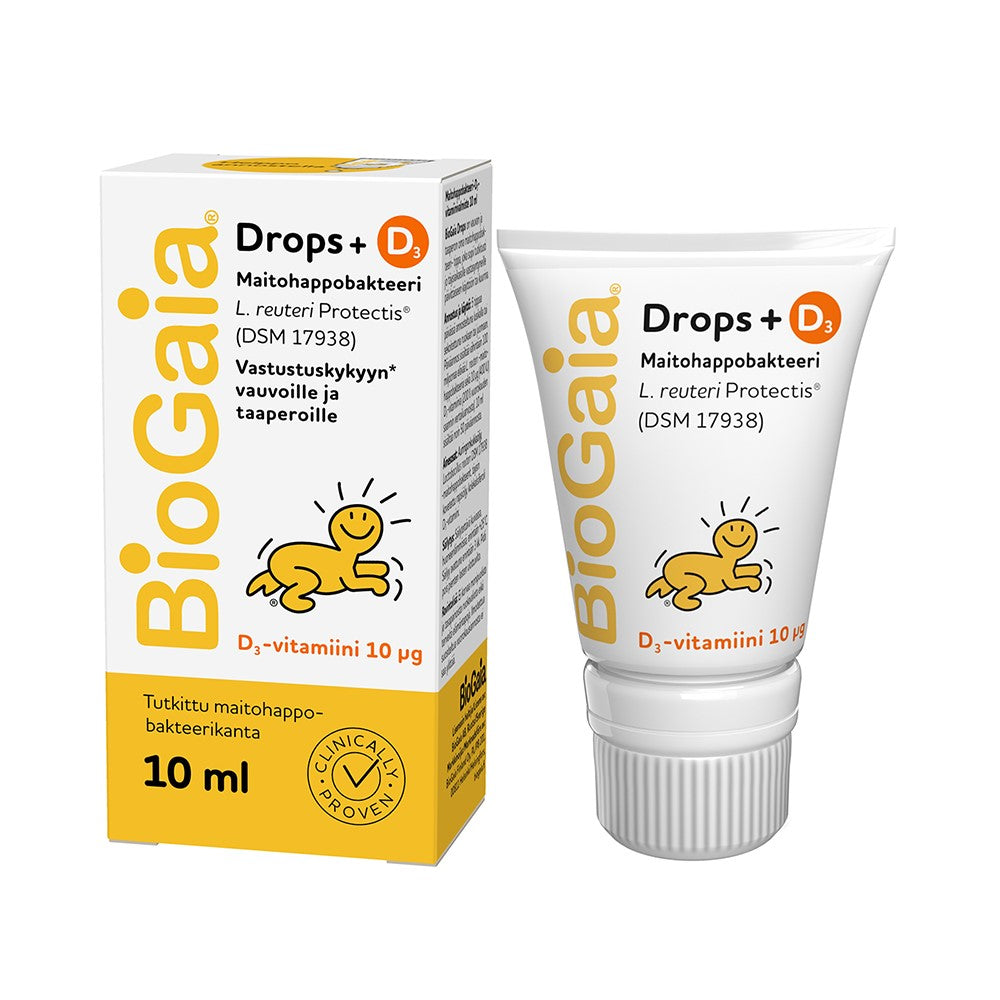 BIOGAIA Drops + D3 maitohappobakteeritippa