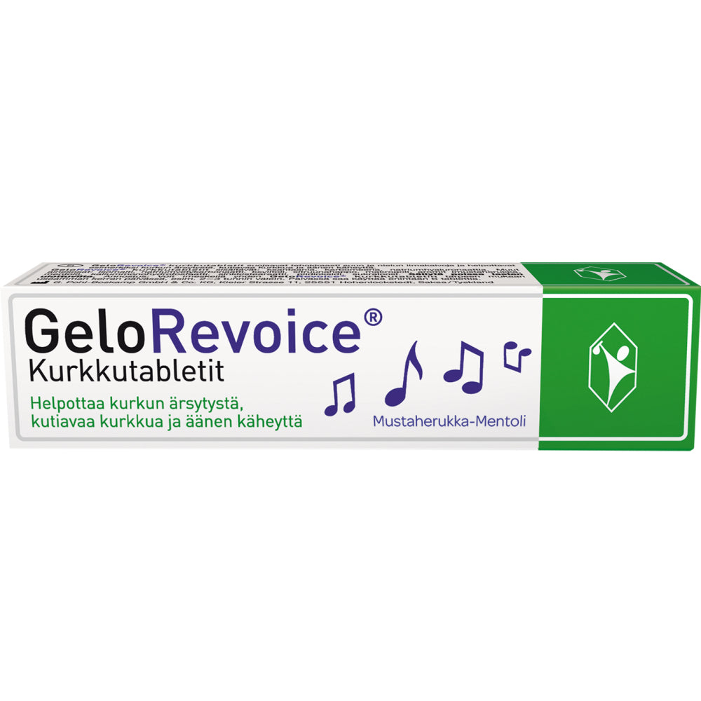 GELOREVOICE Kurkkutabletti mustaherukka-mentoli kurkun ärsytykseen ja käheyteen 20 tablettia