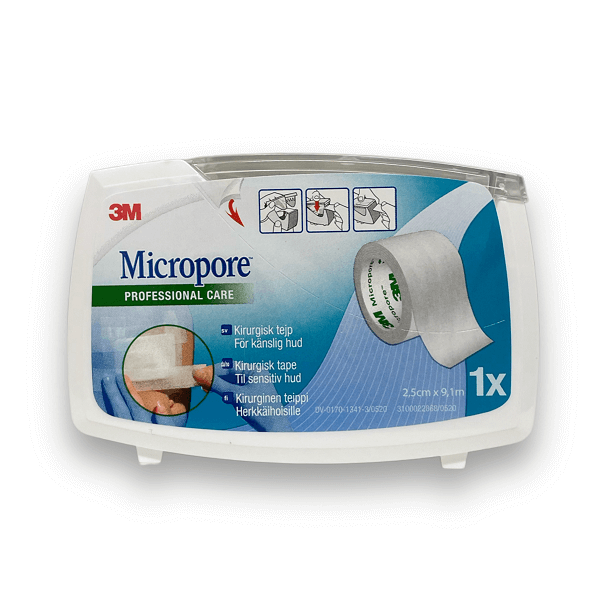 MICROPORE Kuitukangashaavateippi 25 mm x 9,14 m, valkoinen katkokela 1 kpl