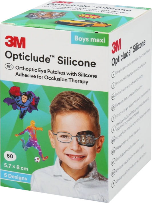 3M OPTICLUDE Silicone maxi silmälappu peittohoitoon lajitelma pojille 50 kpl