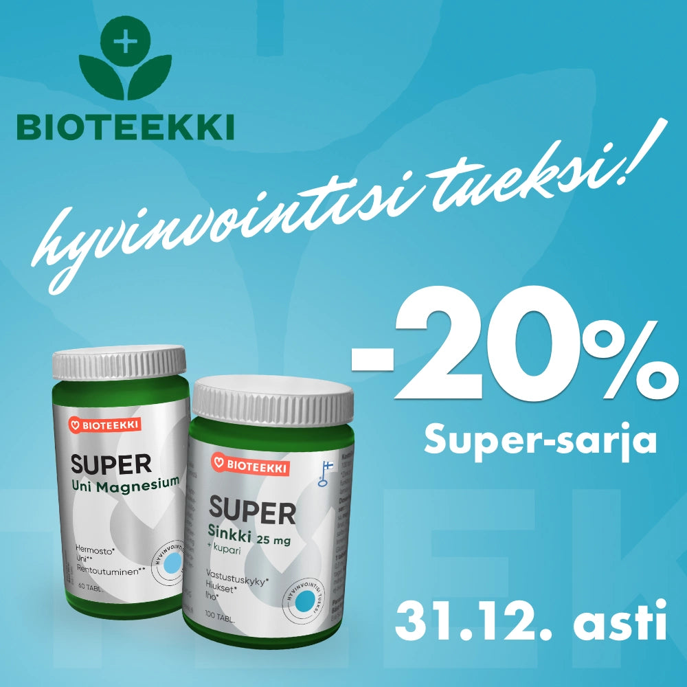 Bioteekin Super-sarja -20% joulukuun ajan