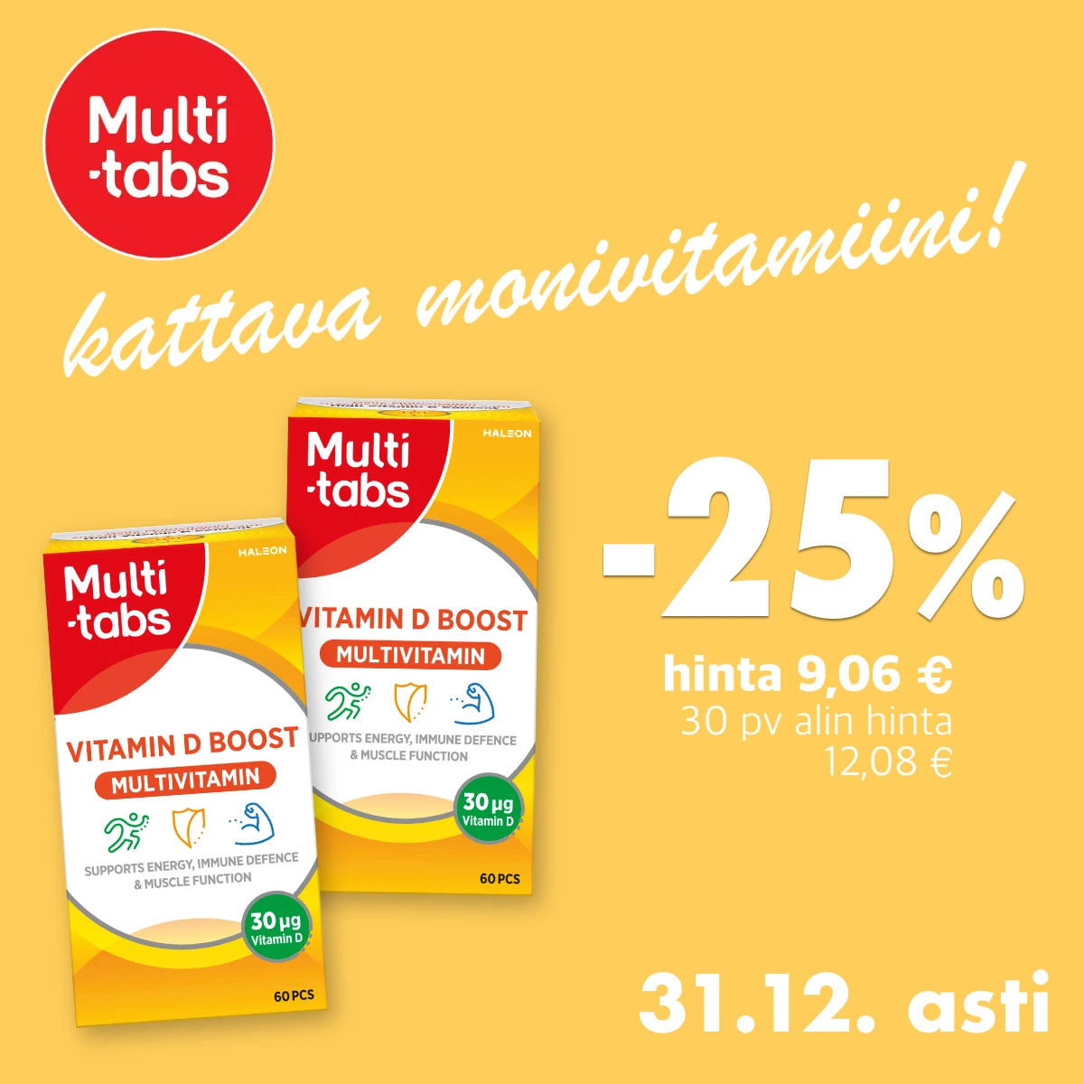 Multi-tabs Vitamin D Boost -25% joulukuun ajan