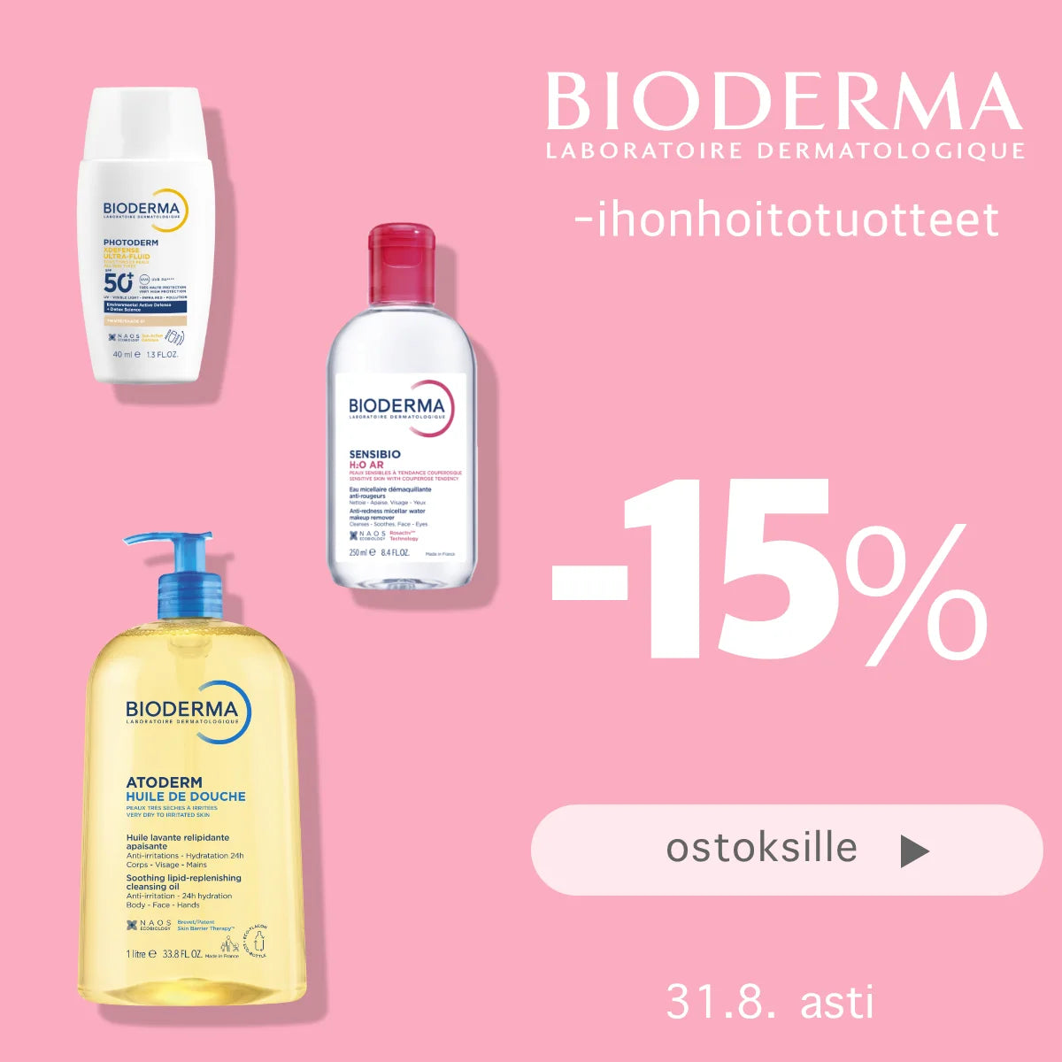 Bioderma -15% elokuun ajan