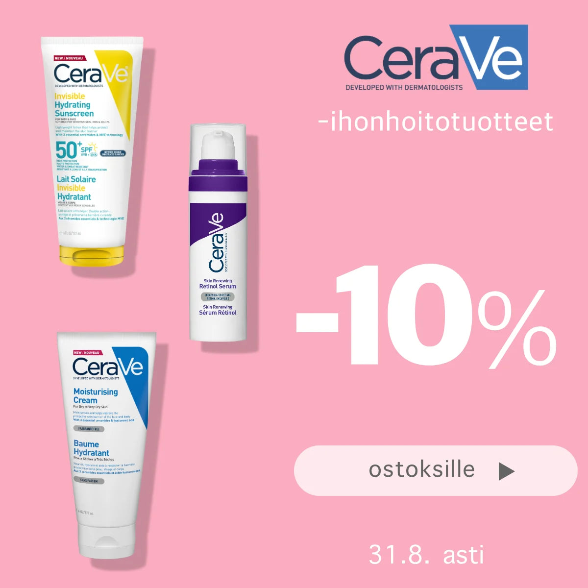 CeraVe -10% elokuun ajan