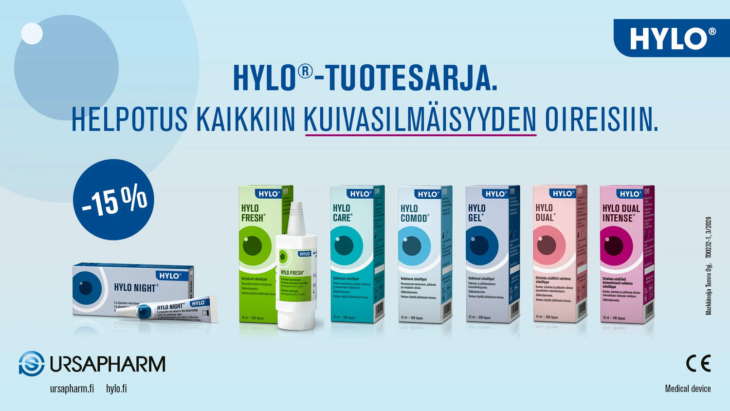 Hylo-silmätuotteet -15% elokuun ajan