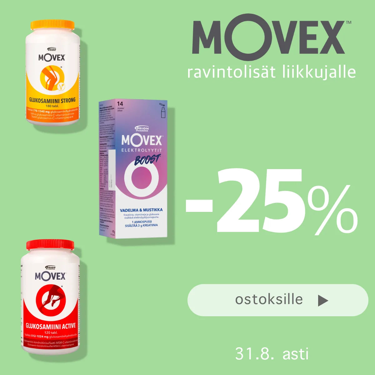 Mpvex -25% elokuun ajan