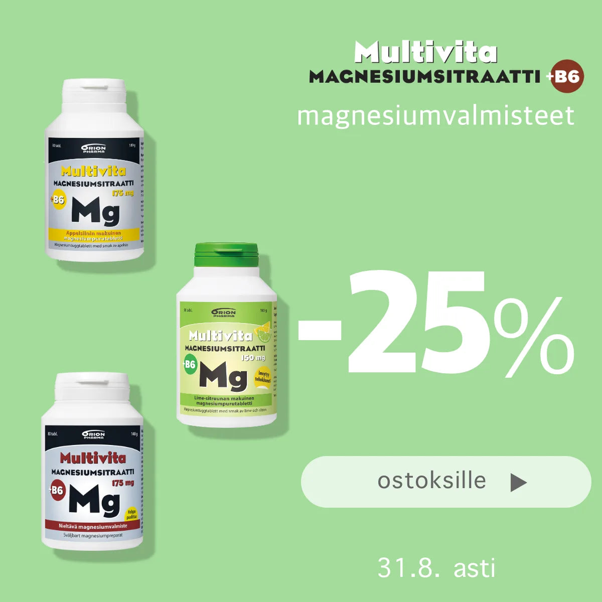 Multivita Magnesiumsitraatit -25% elokuun ajan