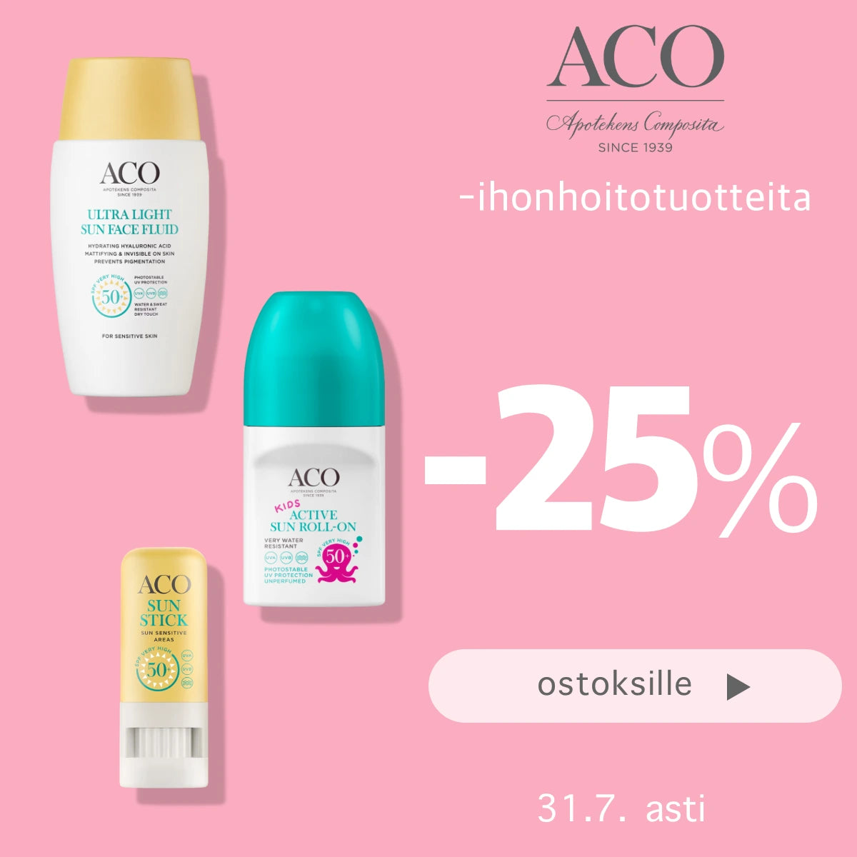 ACO tarjoustuotteita -25% heinäkuun ajan