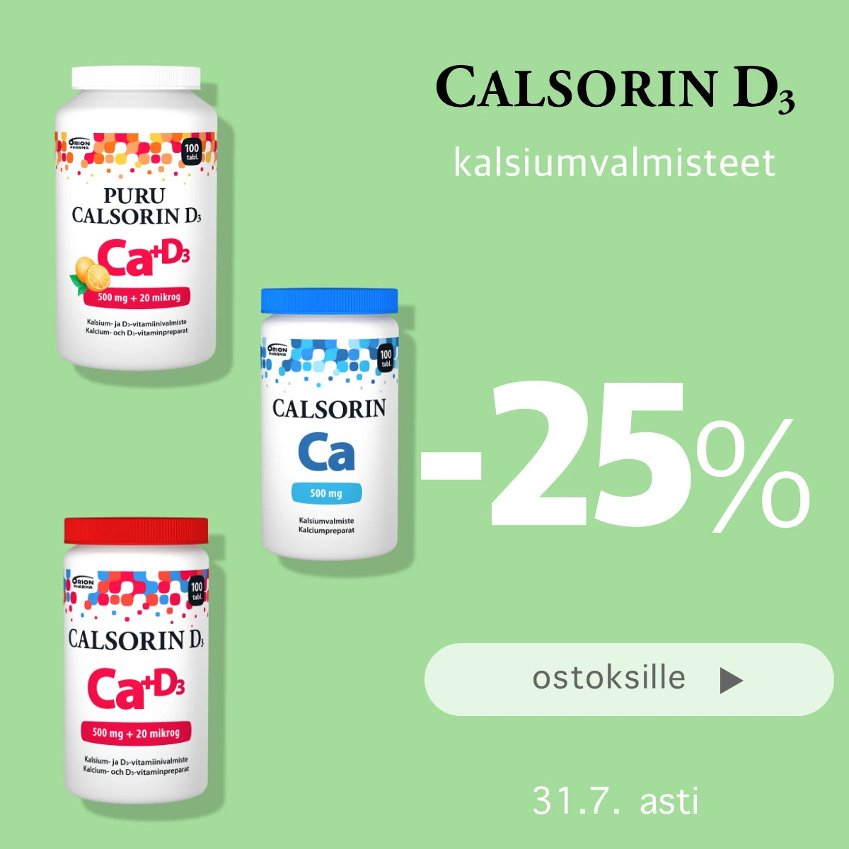 Calsorin -25% heinäkuun ajan