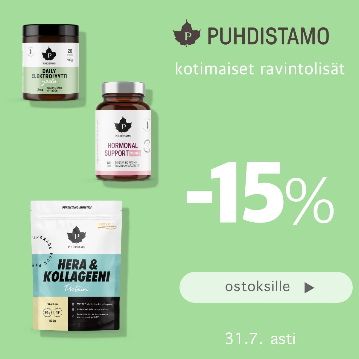 Puhdistamo -15% heinäkuun ajan