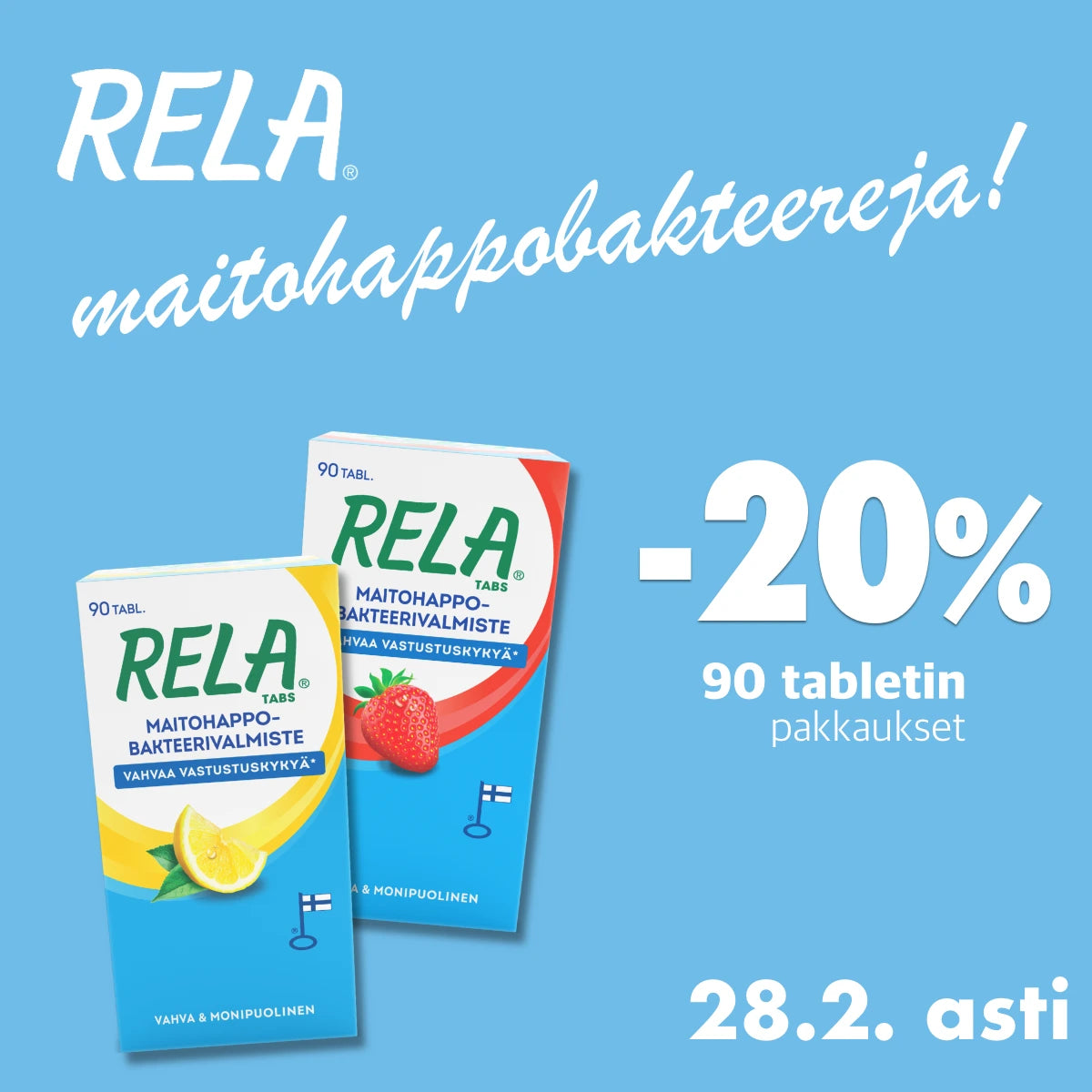 Rela 90 tabl pakkaukset -20% helmikuun ajan