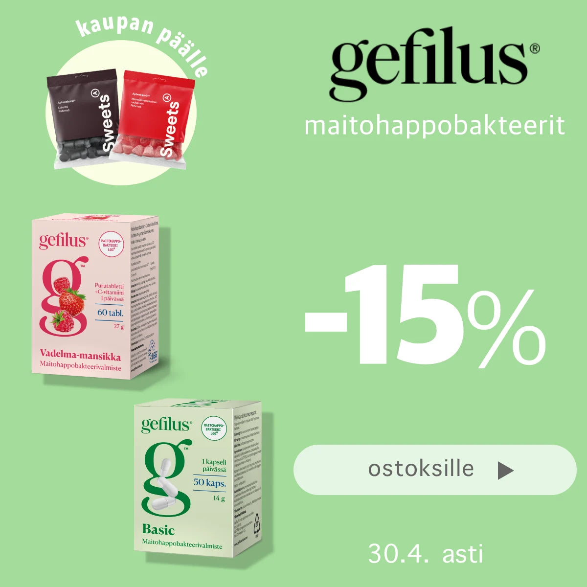 Gefilus -15% huhtikuun ajan