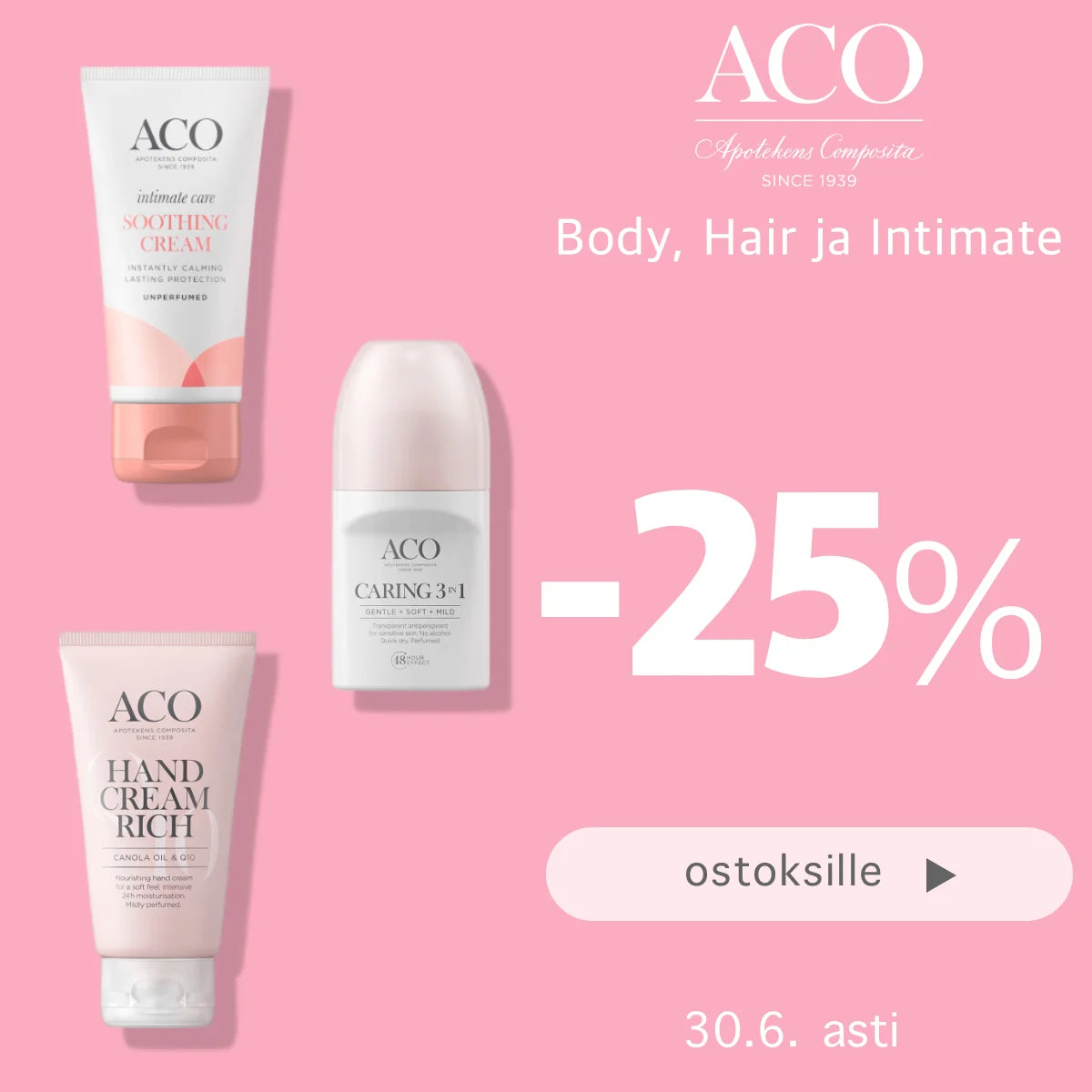Paljon ACO-tuotteita -25% kesäkuun ajan