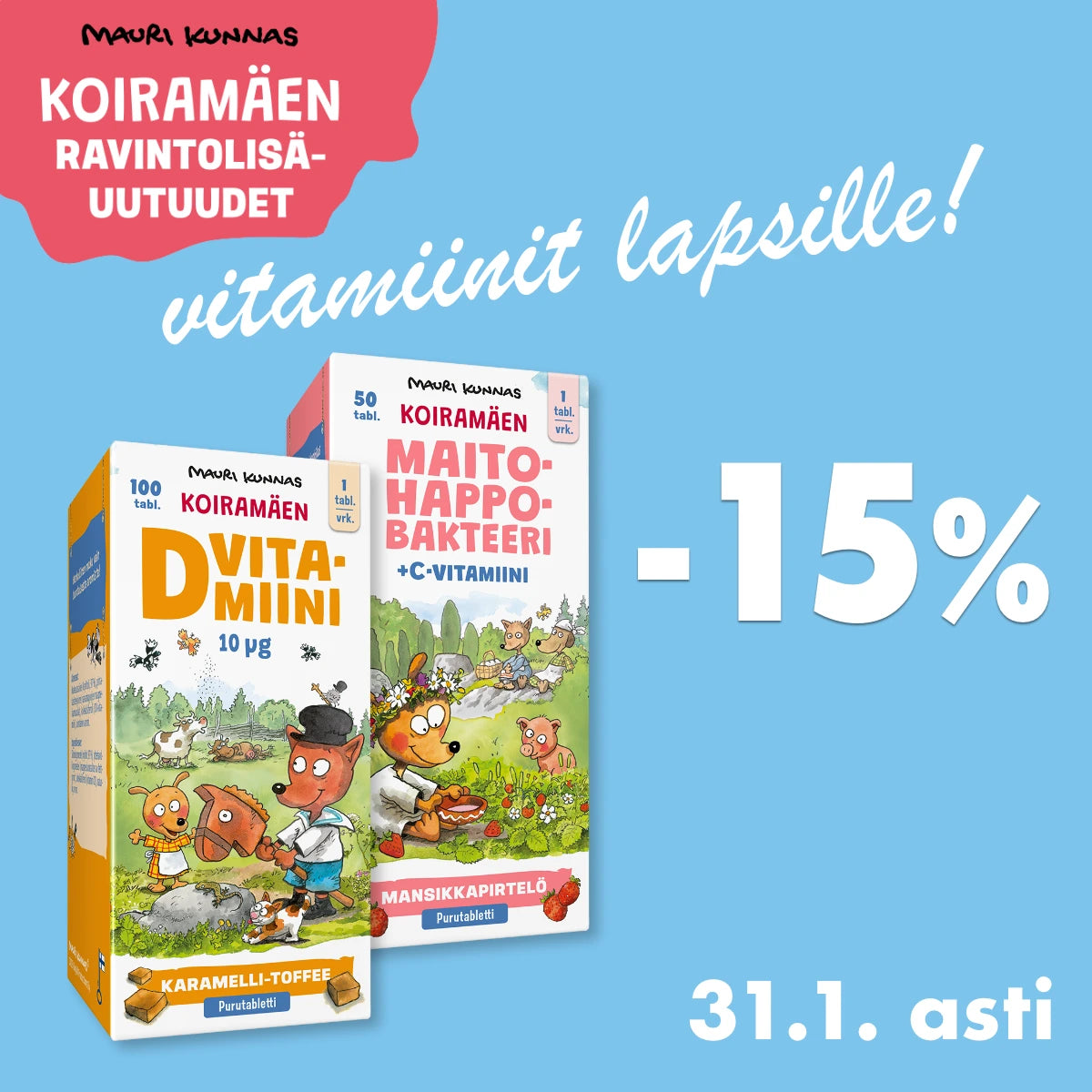 Koiramäen ravintolisäuutuudet lapsille -15% tammikuun ajan