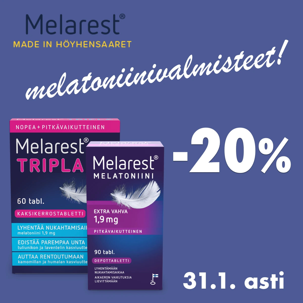 Melarest -20% tammikuun ajan