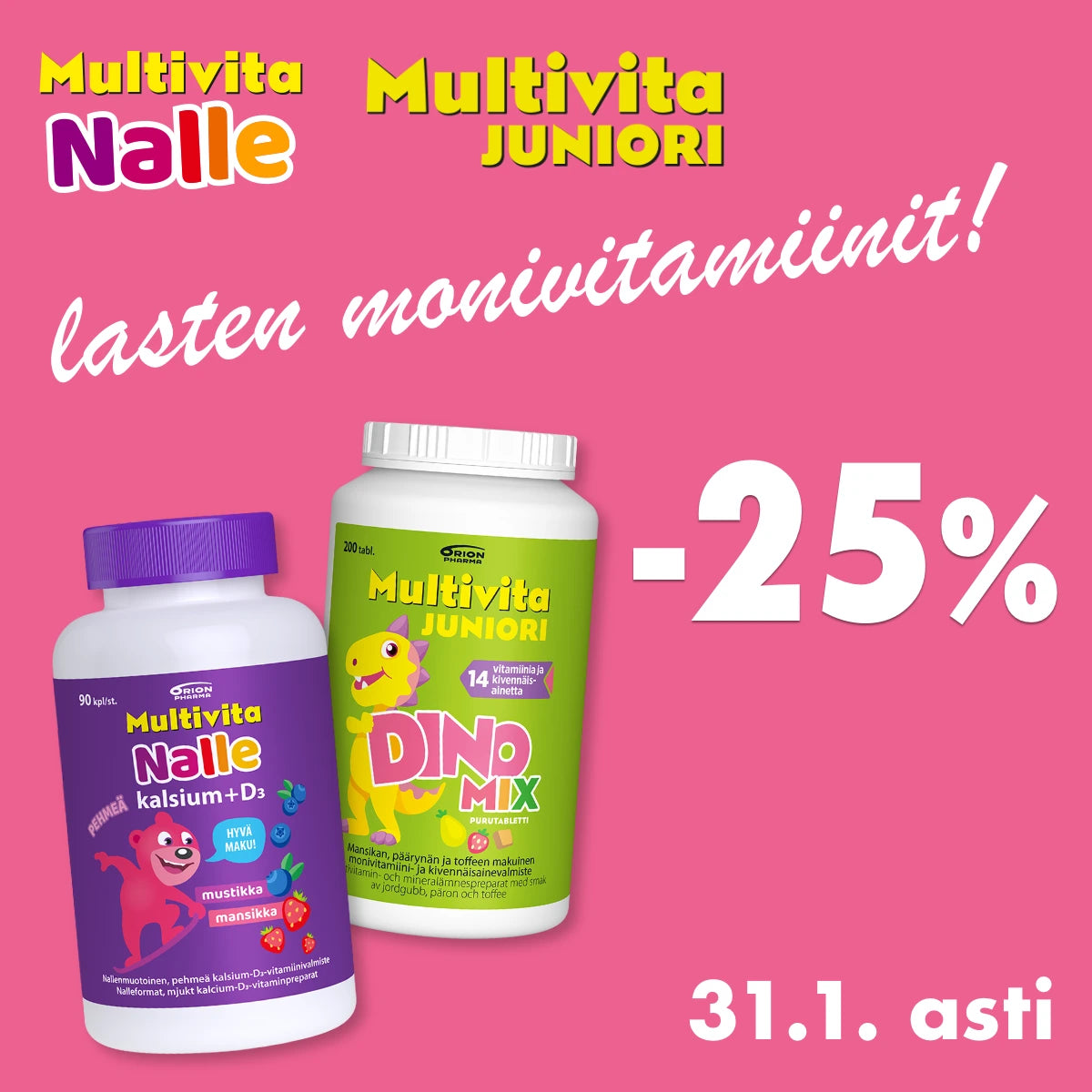 Orionin lasten monivitamiini -25% tammikuun ajan