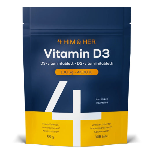 4 HIM & HER D3-vitamiini 100 mikrog ravintolisä 365 kpl