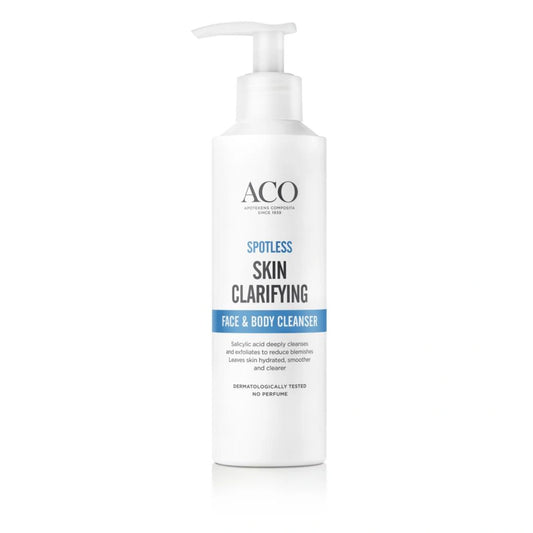 ACO Spotless Skin Clarifying Face & Body Cleanser 200 ml ihoa syväpuhdistava ja kuoriva puhdistuaine